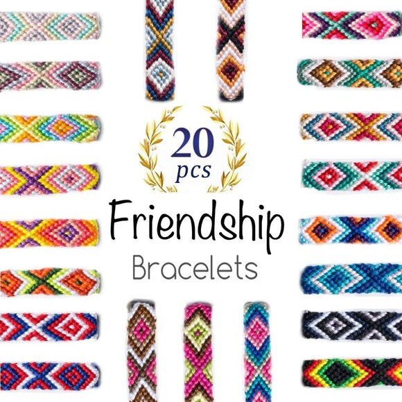 Woven Friendship Bracelets 20 Pcs Braided Bracelets Handmade Colorful Adjustable - Picture 1 of 8